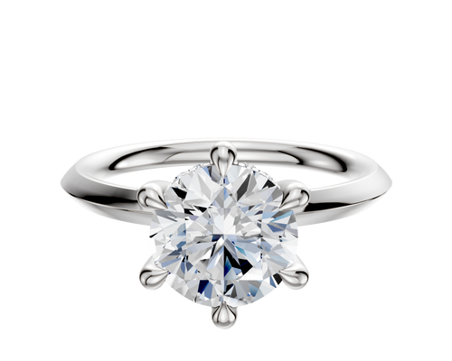Platinum 6 Prong Hidden Halo Classic Knife Edge 2.0mm Engagement Ring