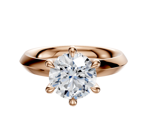 14K Rose Gold 6 Prong Hidden Halo Classic Knife Edge 3.0mm Engagement Ring
