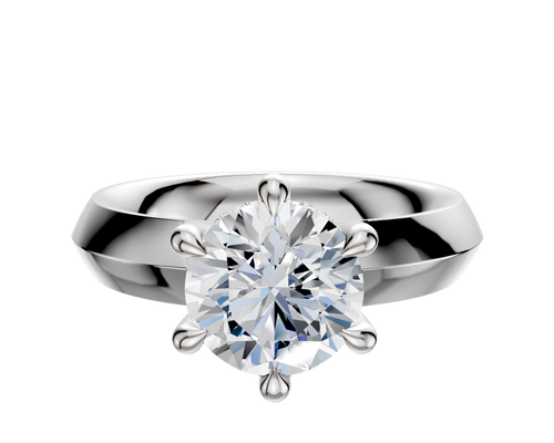 14K White Gold 6 Prong Hidden Halo Classic Knife Edge 4.0mm Engagement Ring