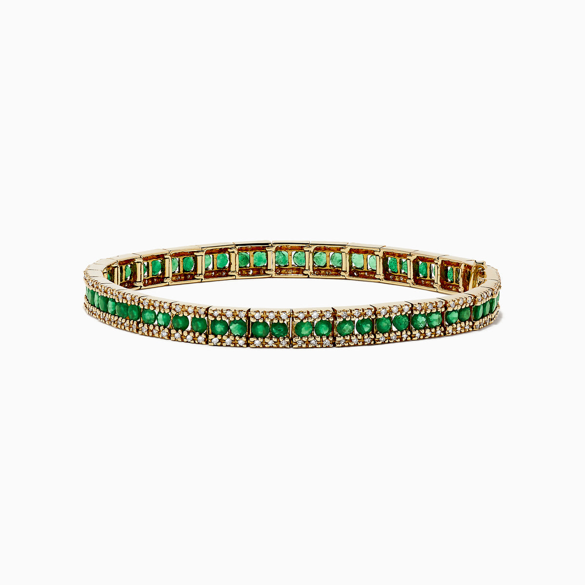 14K Yellow Gold Emerald Diamond Bracelet