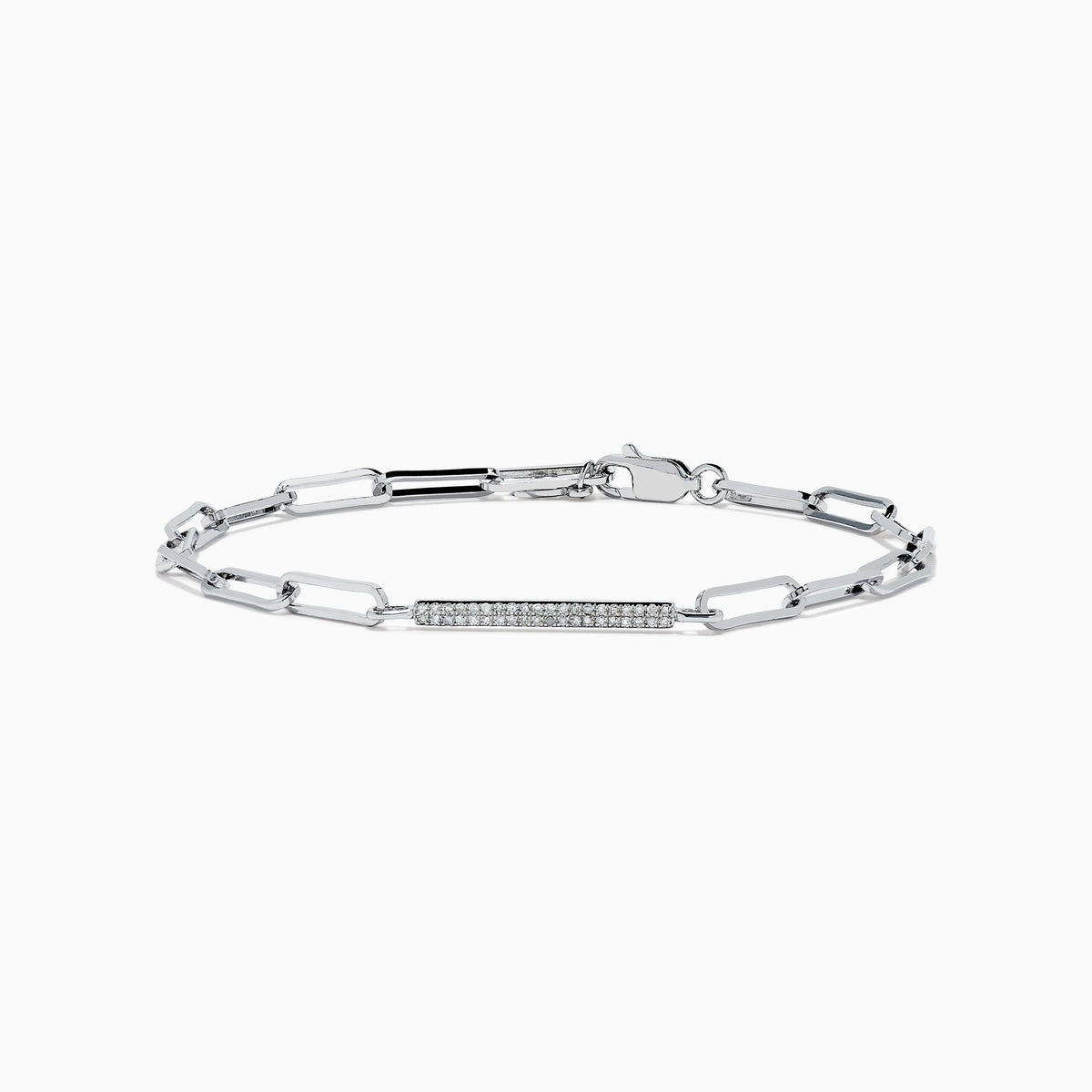 Sterling Silver Diamond Pave Paperclip Bracelet