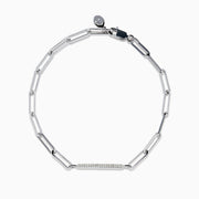 Sterling Silver Diamond Pave Paperclip Bracelet