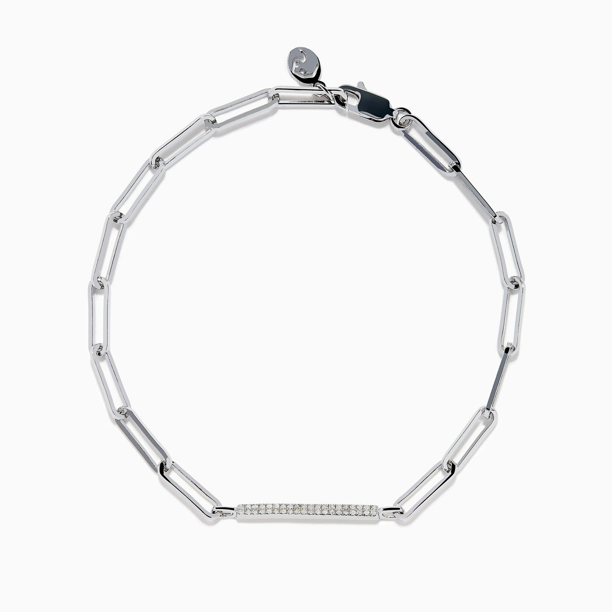 Sterling Silver Diamond Pave Paperclip Bracelet