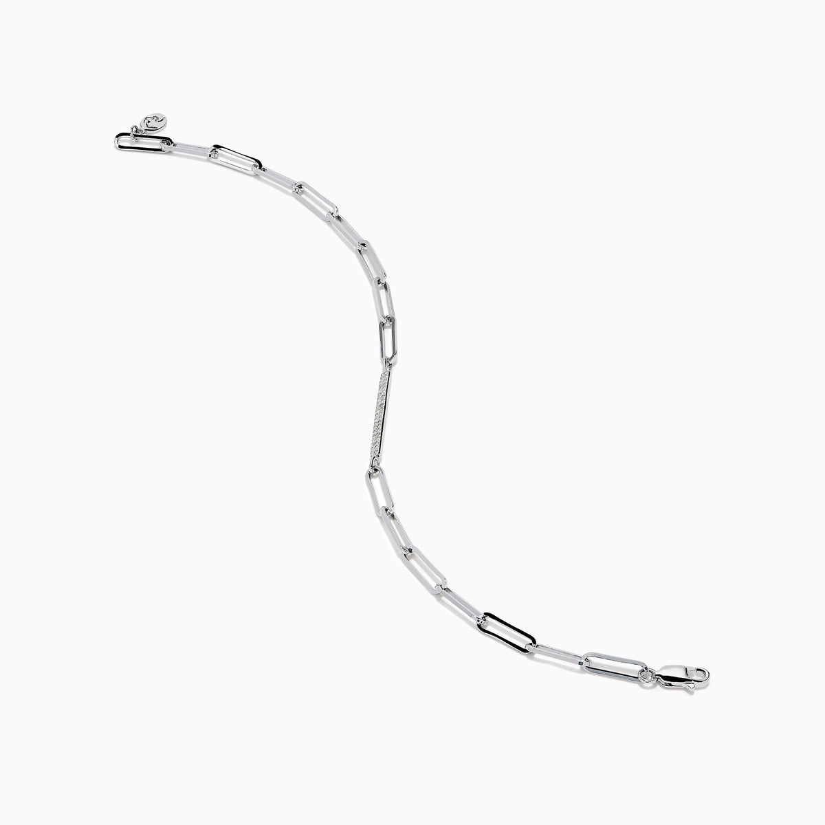 Sterling Silver Diamond Pave Paperclip Bracelet
