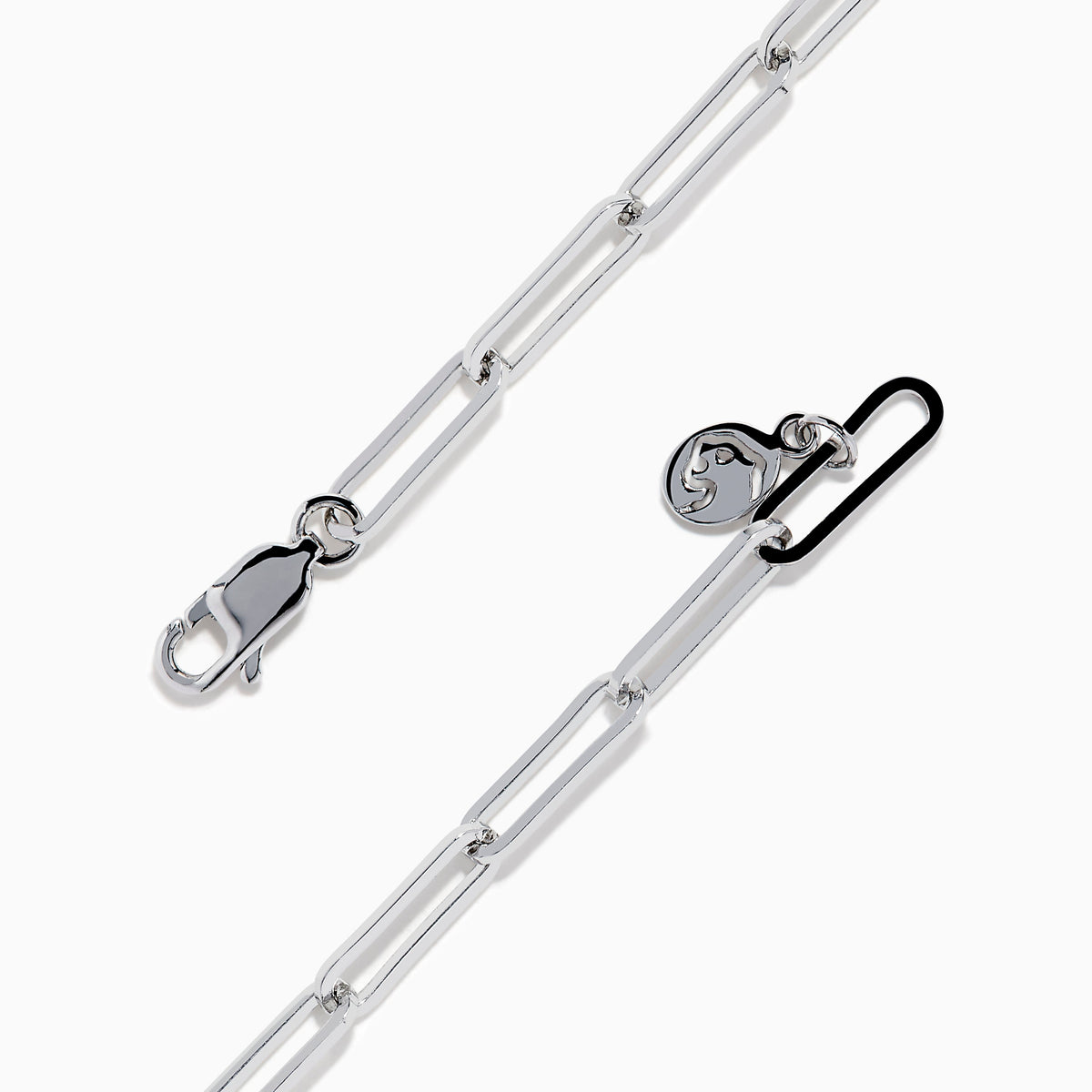 Sterling Silver Diamond Pave Paperclip Bracelet