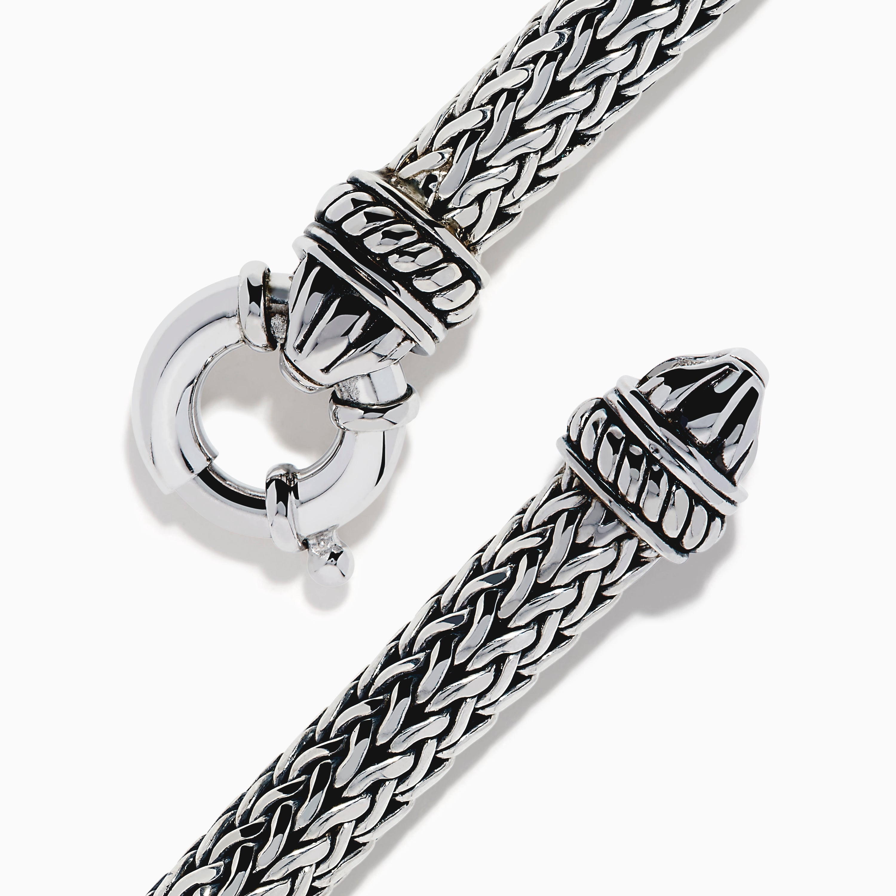 Men's 925 Sterling Silver Braided Chain Onyx Bracelet 5.0 TCW