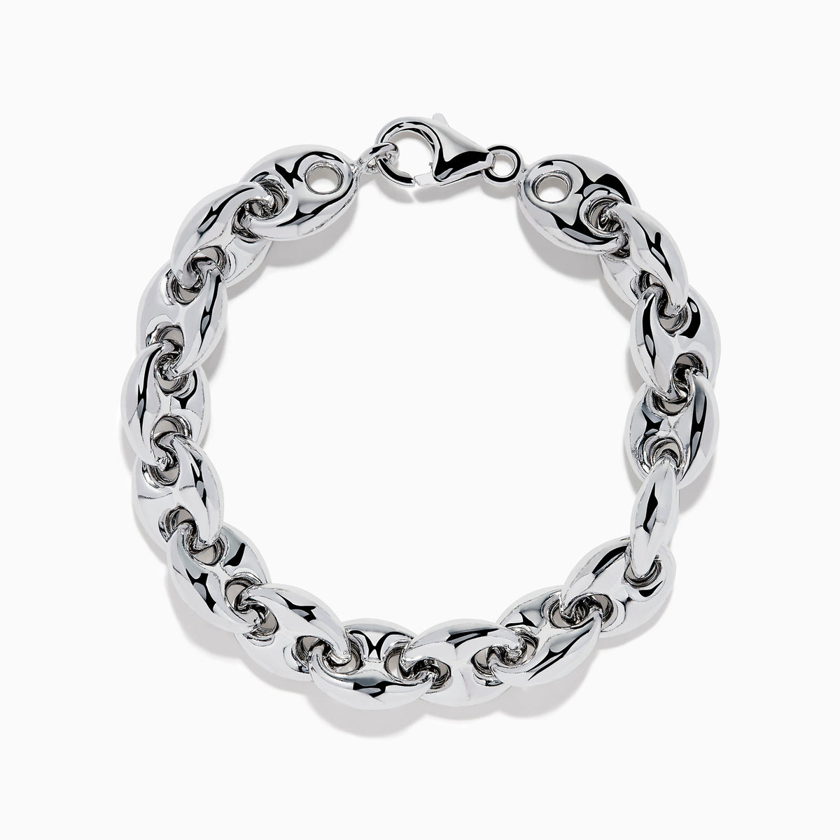 Men's Sterling Silver Puffed Mariner Link Bracelet