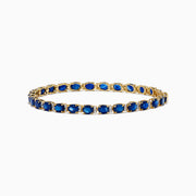 14K Yellow Gold Oval Blue Sapphire and Diamond Tennis Bracelet