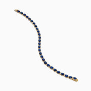 14K Yellow Gold Oval Blue Sapphire and Diamond Tennis Bracelet