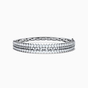 14K White Gold Lab Grown Diamond Three-Row Graduated Bangle
