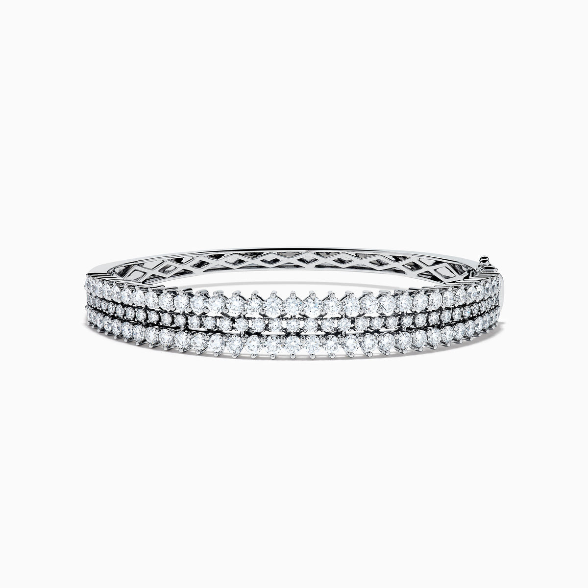 14K White Gold Lab Grown Diamond Three-Row Graduated Bangle