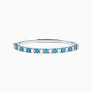 14K White Gold Lab Grown Blue Diamond and Lab Grown Diamond Alternating Tennis Bracelet