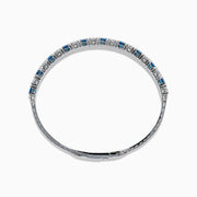 Lab Grown Blue and White Diamond Alternating Bangle in 14K White Gold