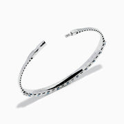 Lab Grown Blue and White Diamond Alternating Bangle in 14K White Gold