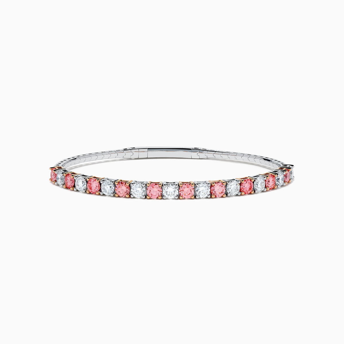 14K Rose and White Gold Lab Grown Pink Diamond and Lab Grown Diamond Alternating Bracelet