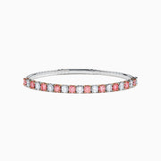 14K Rose and White Gold Lab Grown Pink Diamond and Lab Grown Diamond Alternating Bracelet