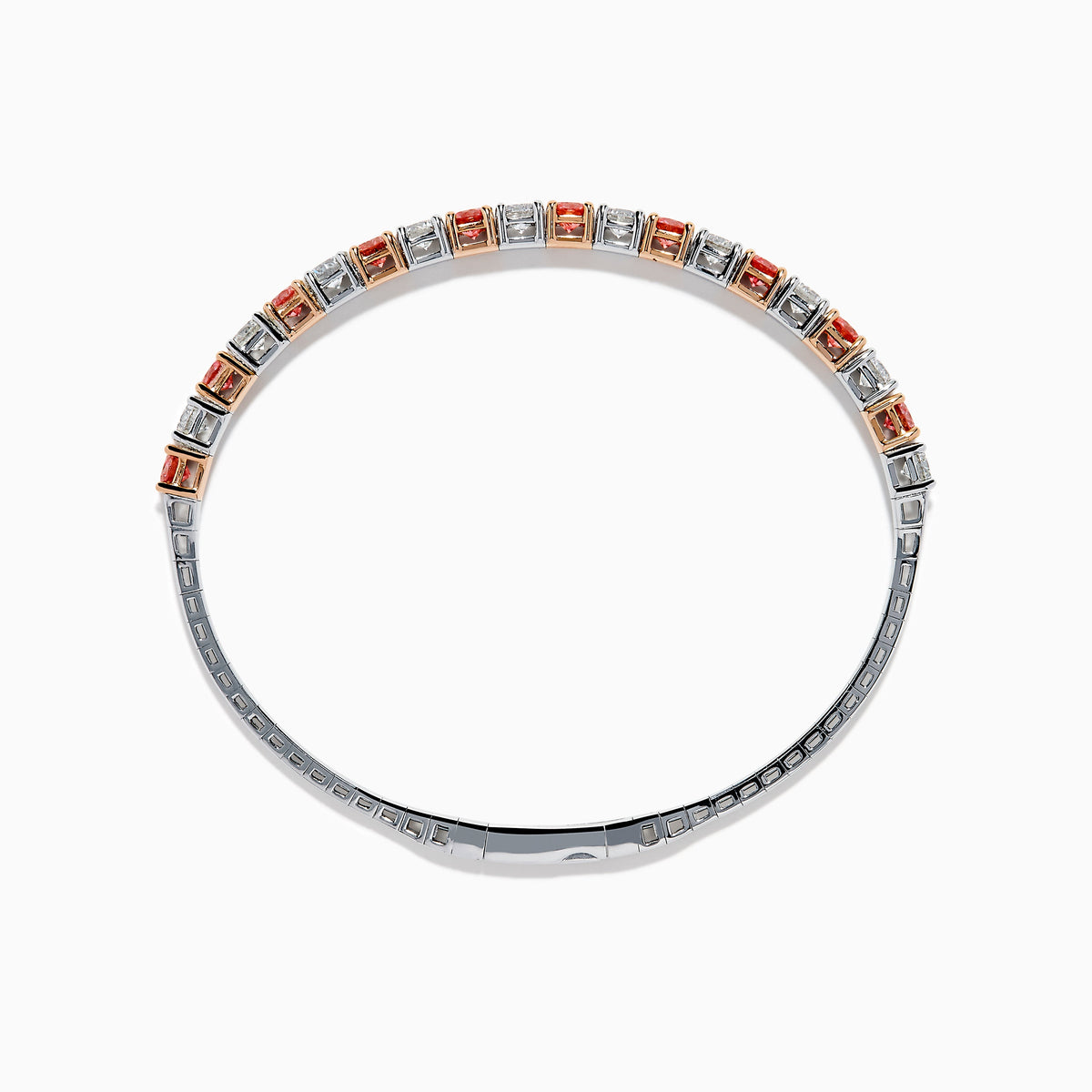 Lab Grown Pink and White Diamond Alternating Bangle in 14K Two-Tone Gold