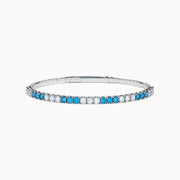 14K White Gold Lab Grown Blue Diamond and Lab Grown Diamond Alternating Tennis Bracelet