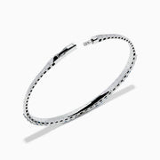 Lab Grown Blue and White Diamond Flexible Bangle in 14K White Gold