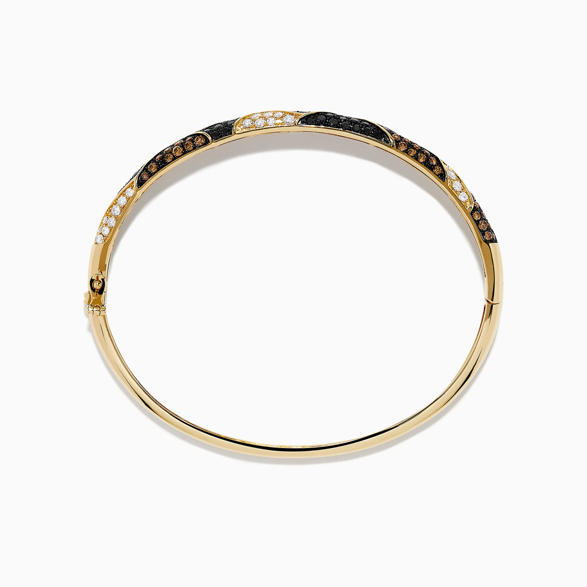 14K Yellow Gold Black, Brown and White Diamond Bangle