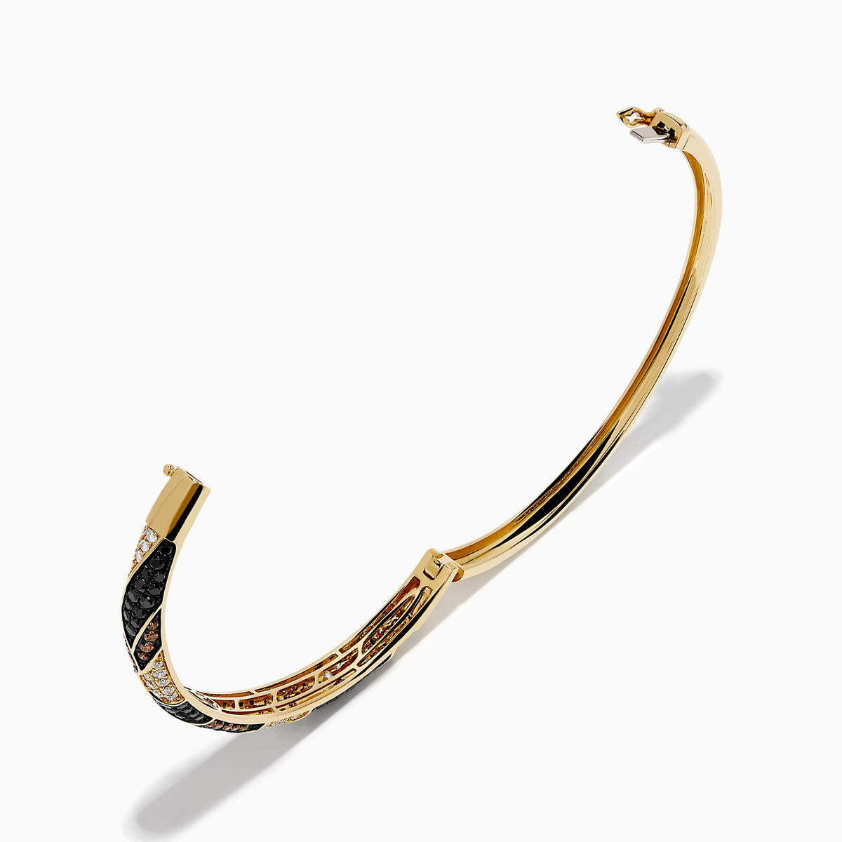 14K Yellow Gold Black, Brown and White Diamond Bangle