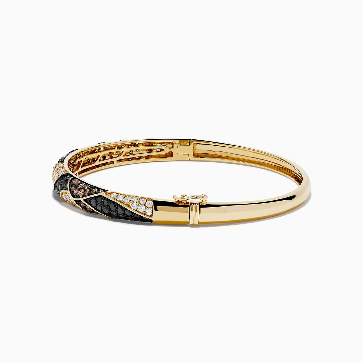 14K Yellow Gold Black, Brown and White Diamond Bangle