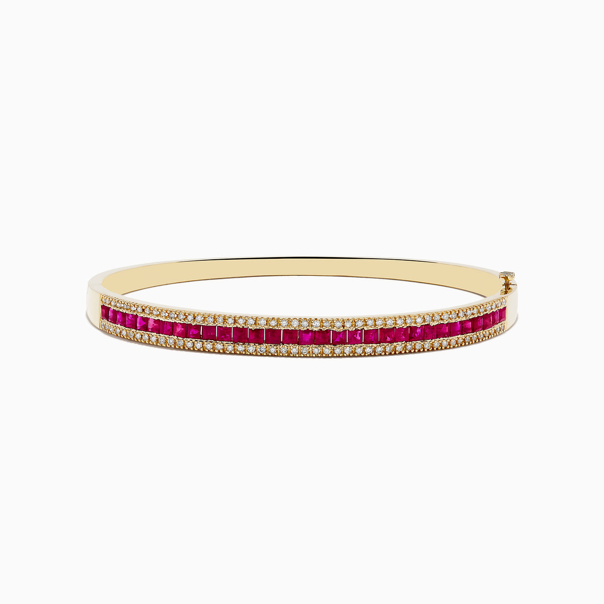 14K Yellow Gold Natural Ruby Diamond Bangle 3.60 TCW