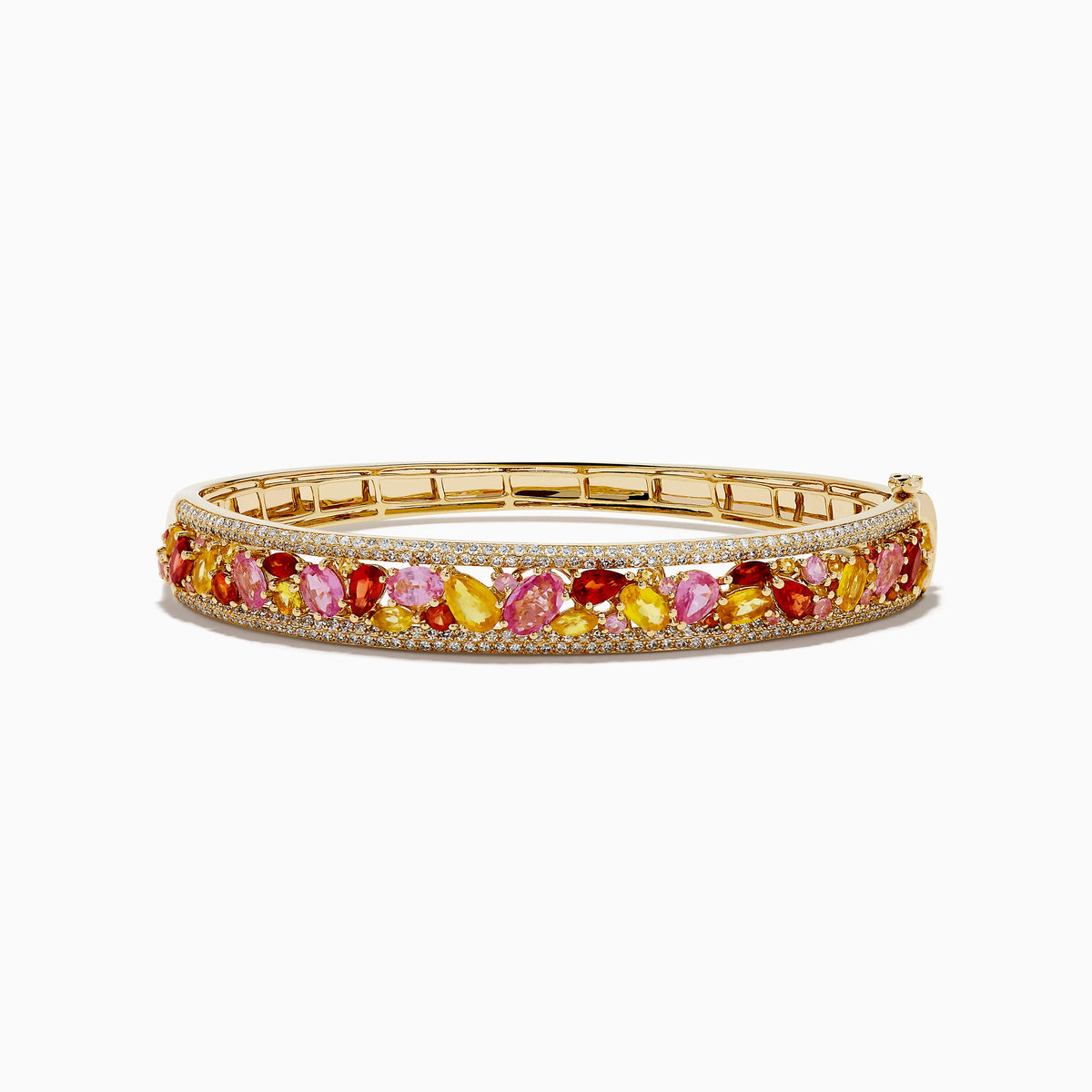 Watercolors 14K Yellow Gold Multi Sapphire and Diamond Double-Row Pavé Bangle