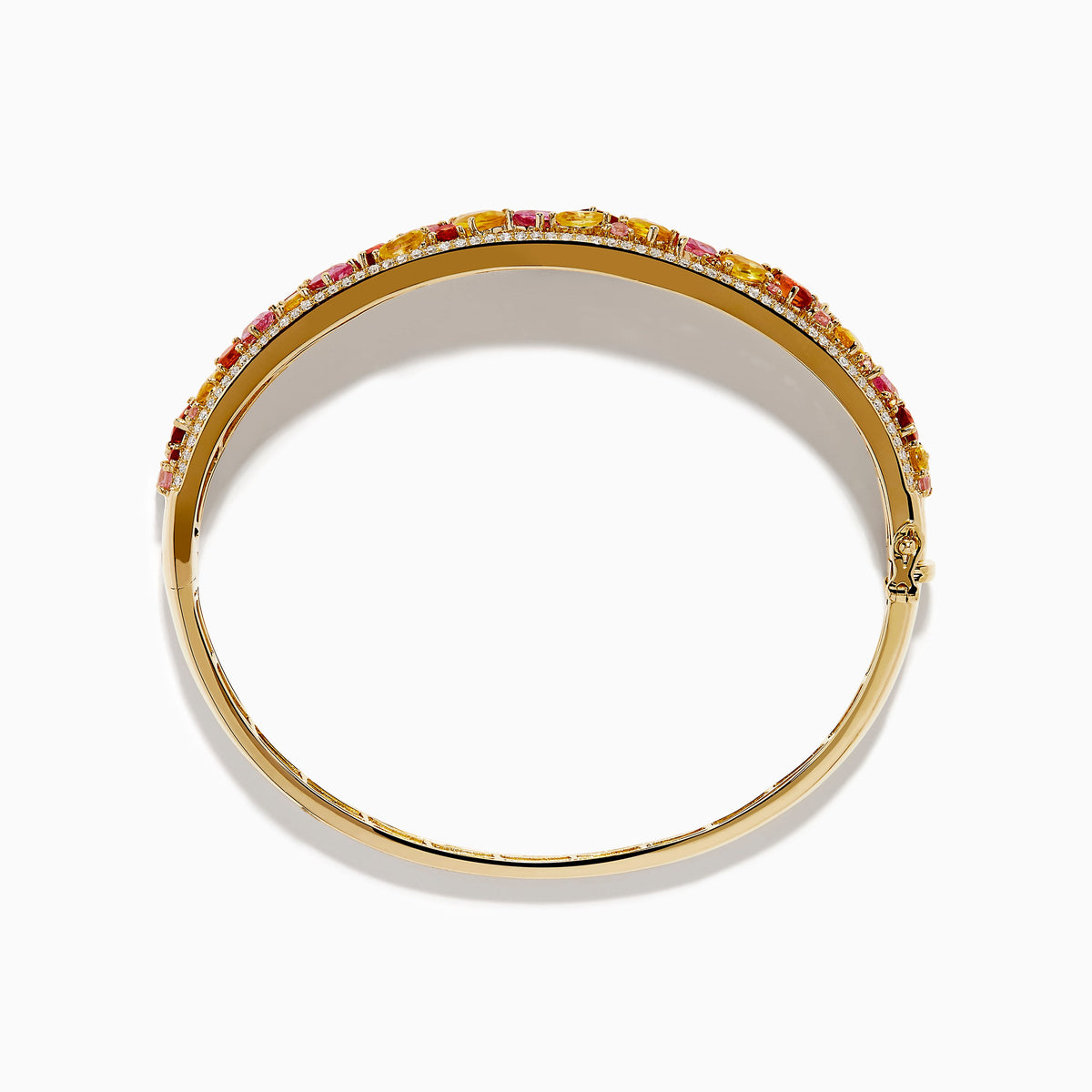 Watercolors 14K Yellow Gold Multi Sapphire and Diamond Pavé Bangle