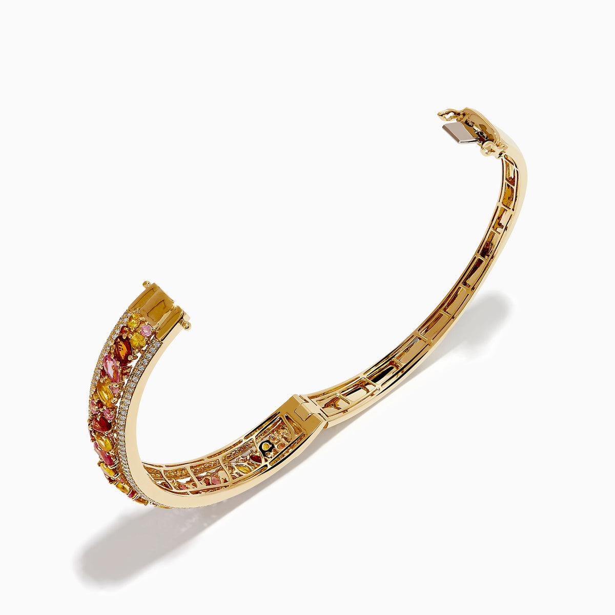 Watercolors 14K Yellow Gold Multi Sapphire and Diamond Pavé Bangle