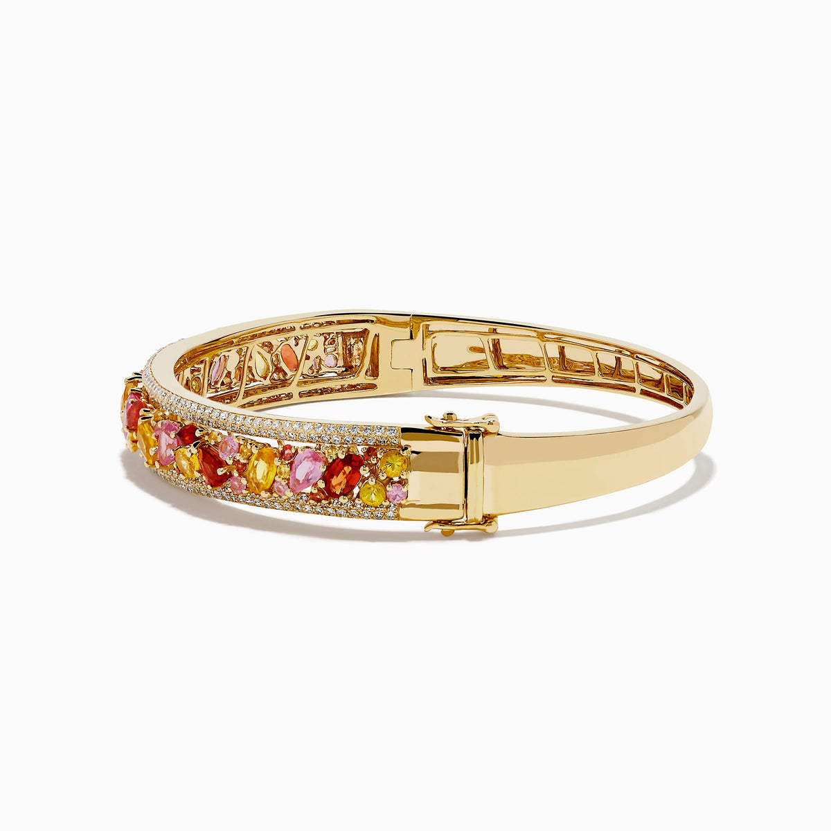 Watercolors 14K Yellow Gold Multi Sapphire and Diamond Pavé Bangle