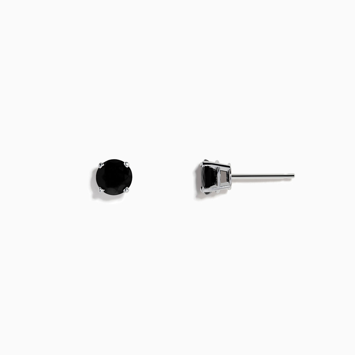 A pair of 14K White Gold Blue Sapphire Stud Earrings, 1.14 TCW, with simple silver prongs is displayed against a plain white background.