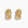 The DOro 14K Yellow Gold French Clip 3/4 Diamond Earrings (0.69 TCW) feature a textured, braided design with sparkling diamonds set in yellow gold, shown against a white background.