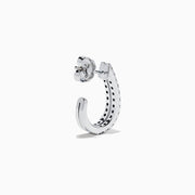 14K White Gold Blue and White Diamond Pave Double-Row Huggie Earrings