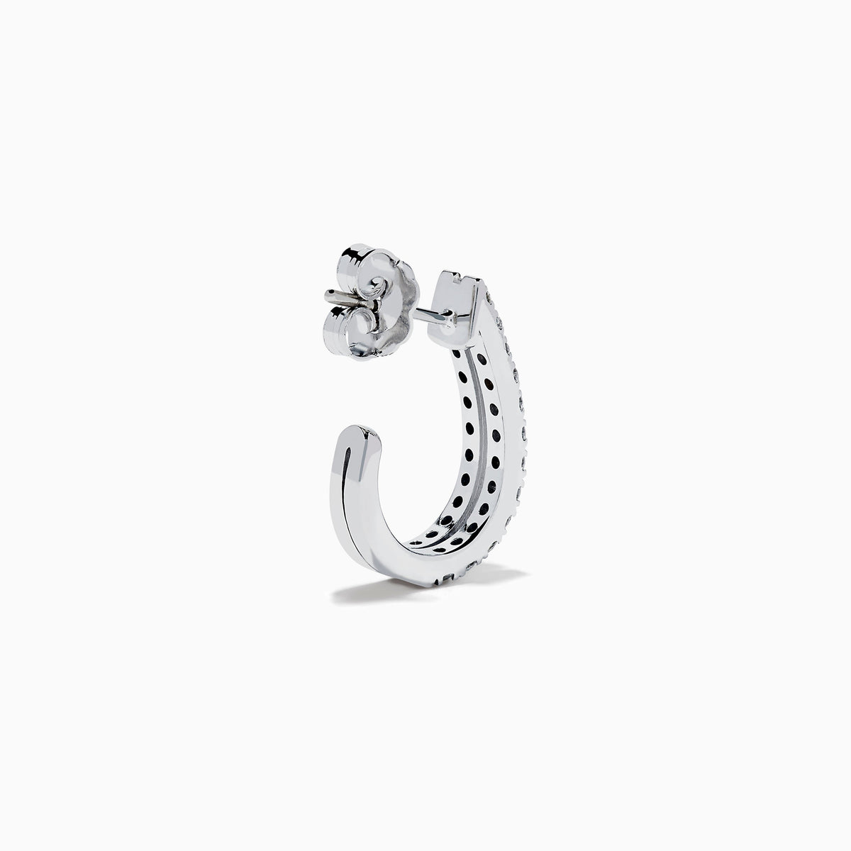 14K White Gold Blue and White Diamond Pave Double-Row Huggie Earrings