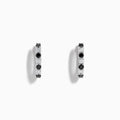 14K White Gold Black and White Diamond Alternating Huggie Earrings