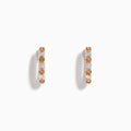 14K Rose Gold Brown and White Diamond Alternating Huggie Earrings