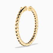 The 14K Yellow Gold Inside Out Diamond Hoop Earrings feature a single row of small round diamonds totaling 2.00 TCW, displayed against a plain white background.