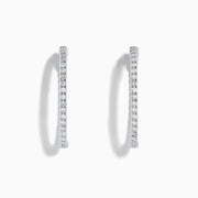 A pair of 14K white gold Inside Out Diamond Oval Earrings, 2.00 TCW, featuring sparkling diamonds, displayed against a plain white background.