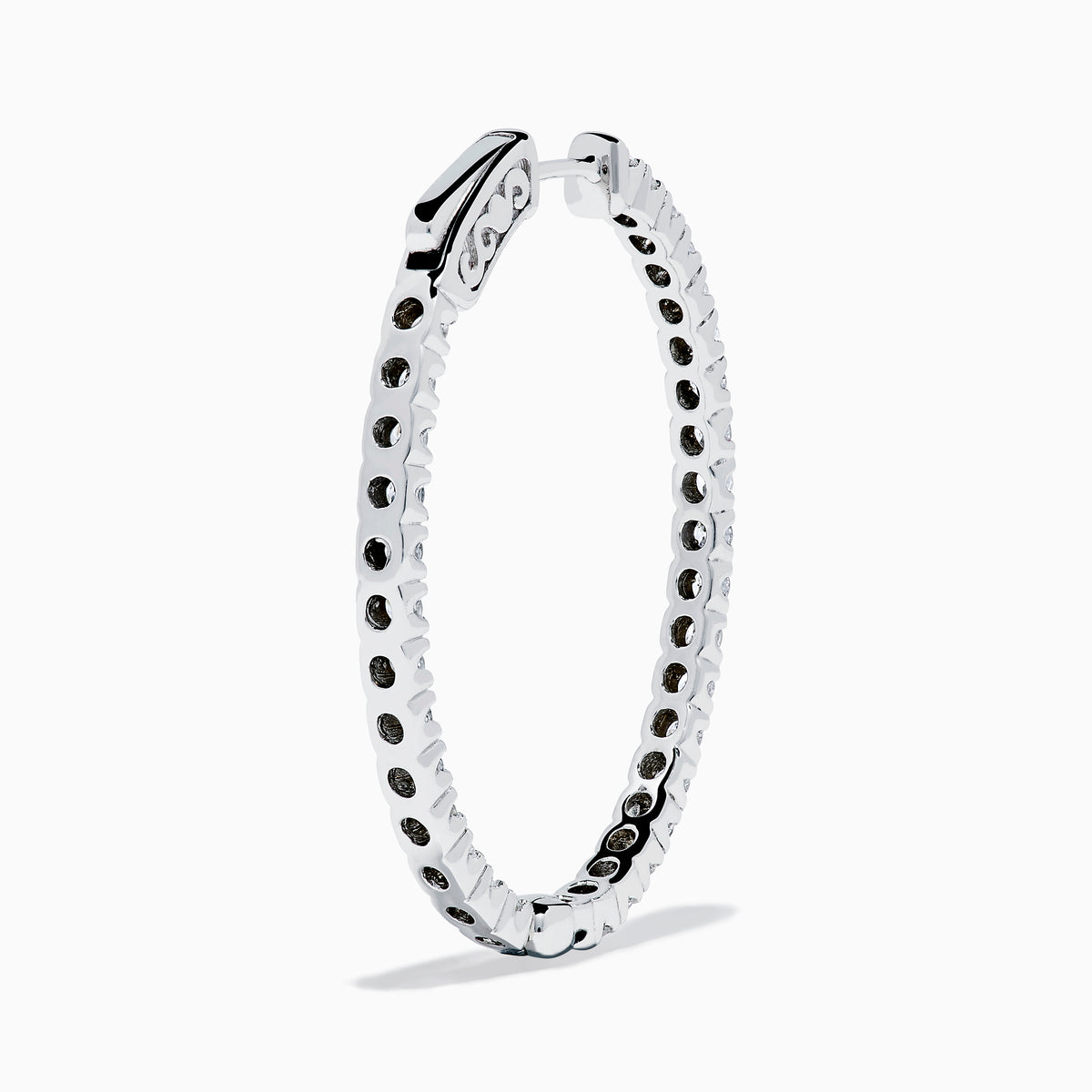 A pair of 14K white gold Inside Out Diamond Oval Earrings, 2.00 TCW, featuring sparkling diamonds, displayed against a plain white background.