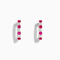 14K yellow gold hoop earrings featuring alternating round rubies and diamonds (1.10 TCW), shown on a white background.