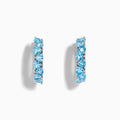 Sterling Silver Blue Topaz Trillion Huggie Earrings