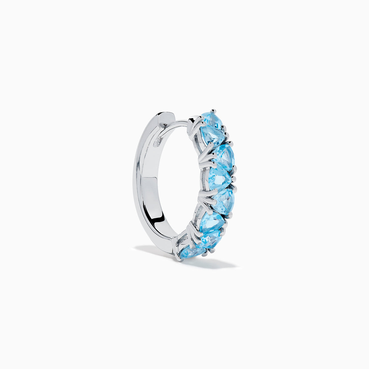 Sterling Silver Trillion Cut Blue Topaz Huggie Earrings