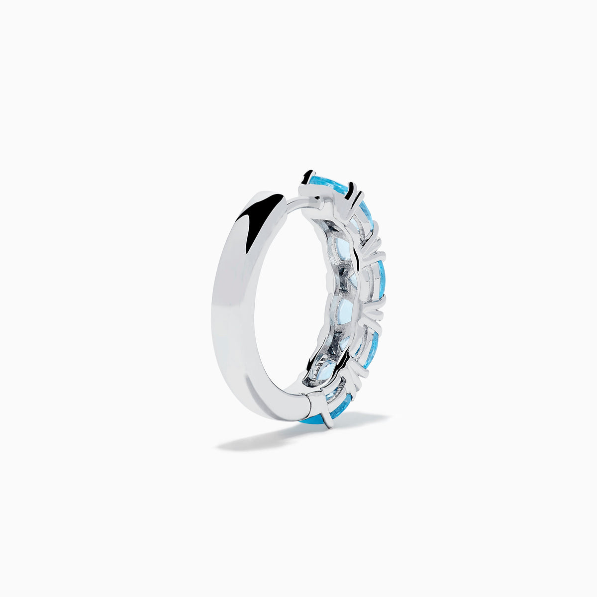 Sterling Silver Trillion Cut Blue Topaz Huggie Earrings