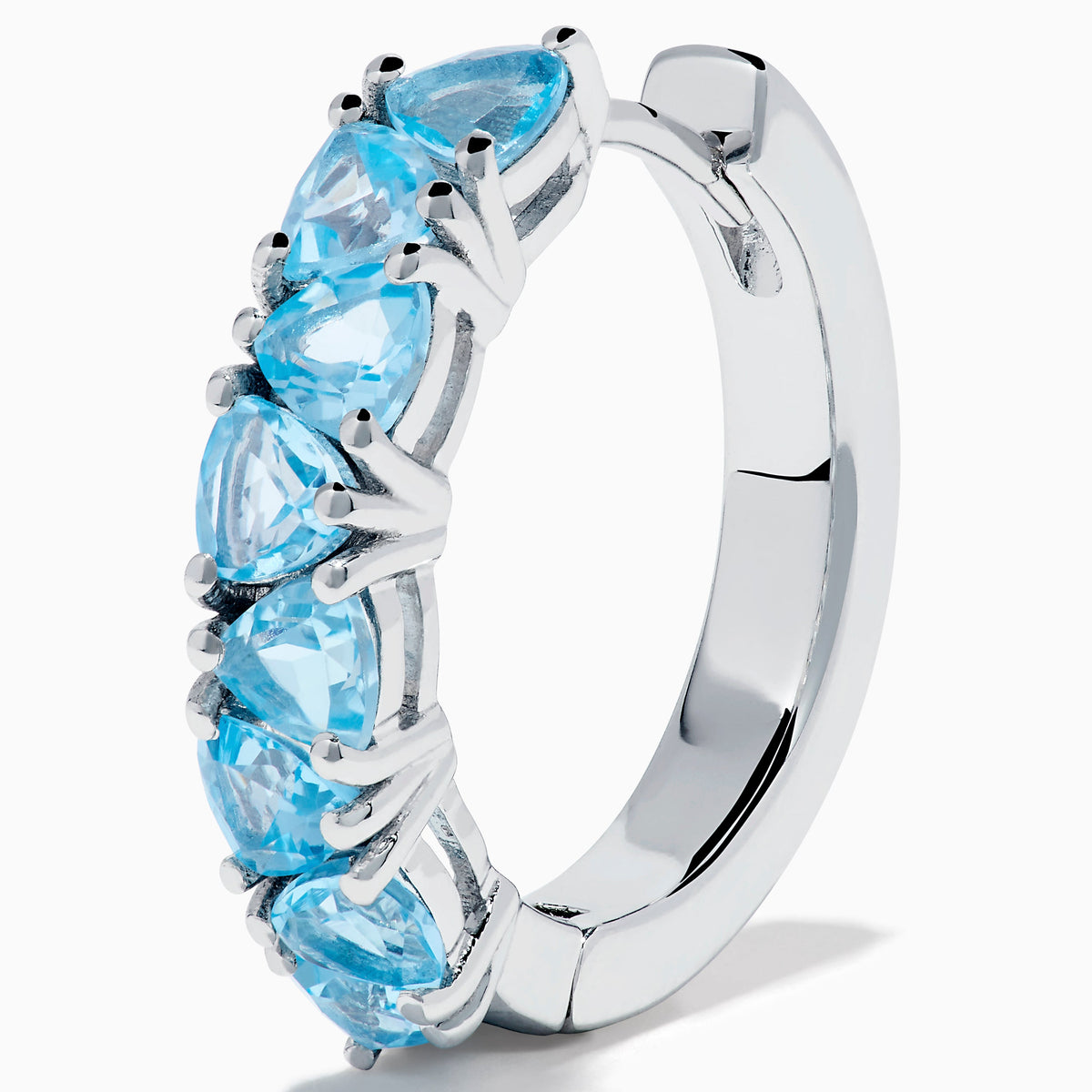 Sterling Silver Trillion Cut Blue Topaz Huggie Earrings