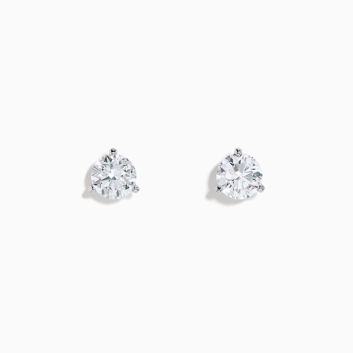 Lab Grown Diamond 2.00ct Stud Earrings feature round, clear diamonds set in simple 14K white gold prongs, shown on a white background.