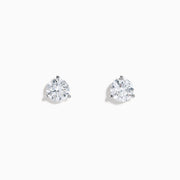 Lab Grown Diamond 2.00ct Stud Earrings feature round, clear diamonds set in simple 14K white gold prongs, shown on a white background.