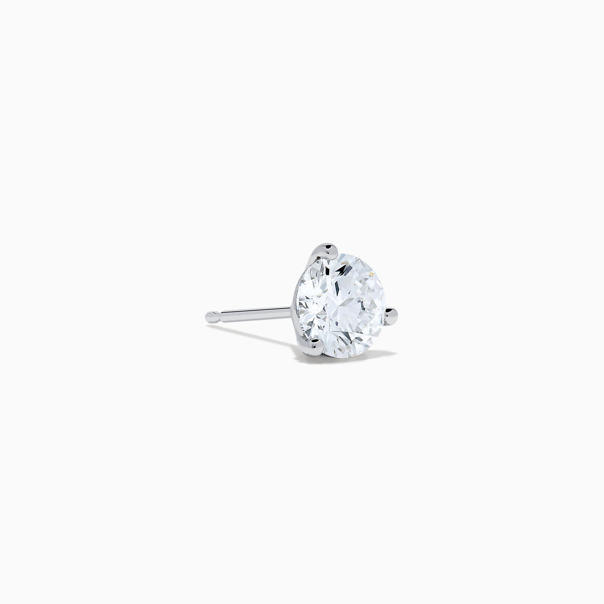 Lab Grown Diamond 2.00ct Stud Earrings feature round, clear diamonds set in simple 14K white gold prongs, shown on a white background.