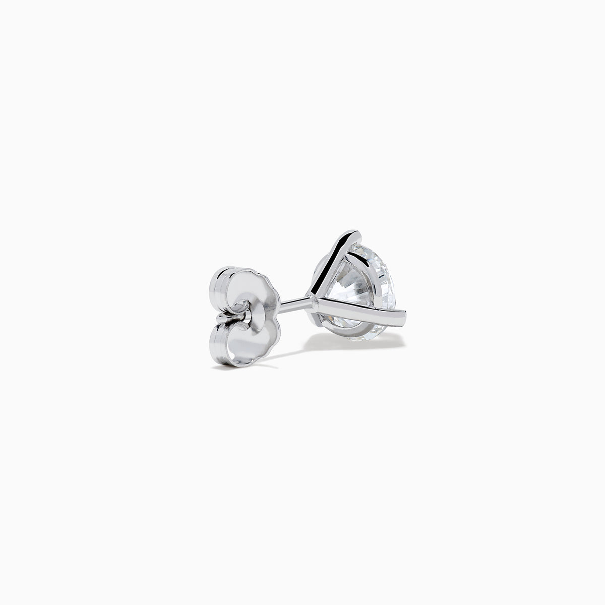 Lab Grown Diamond 2.00ct Stud Earrings feature round, clear diamonds set in simple 14K white gold prongs, shown on a white background.