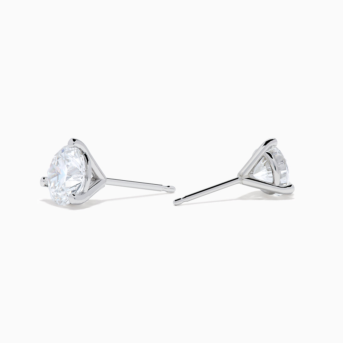 Lab Grown Diamond 2.00ct Stud Earrings feature round, clear diamonds set in simple 14K white gold prongs, shown on a white background.